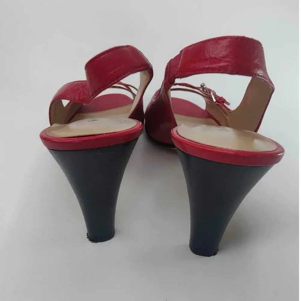 Red leather Peep toe pumps sz 8 by Karen Scott